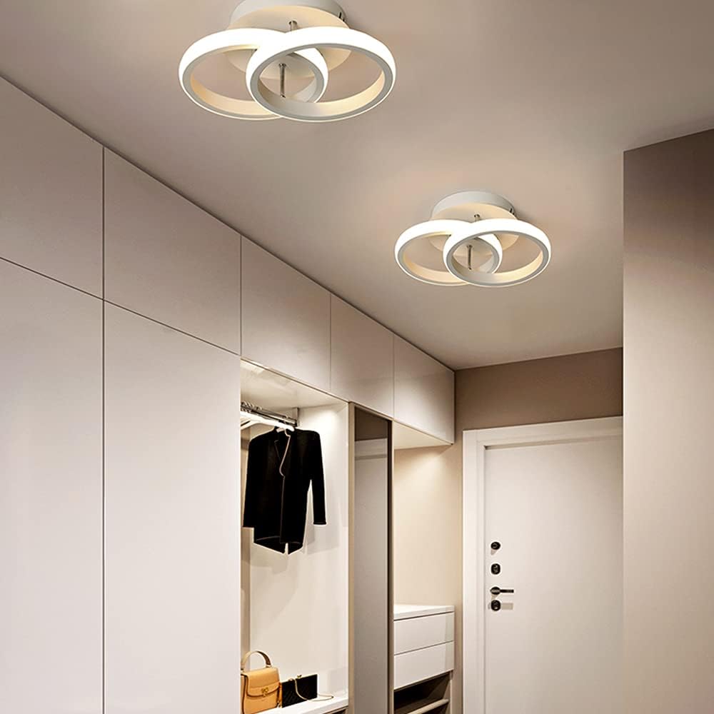 2 Circles LED Comfortable Ceiling Fixture for Corridor Living Room 22W Cool White Light