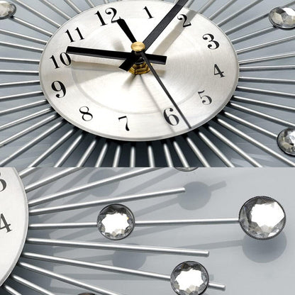 Modern Crystal Diamond Flower Wall Clock for Living Room