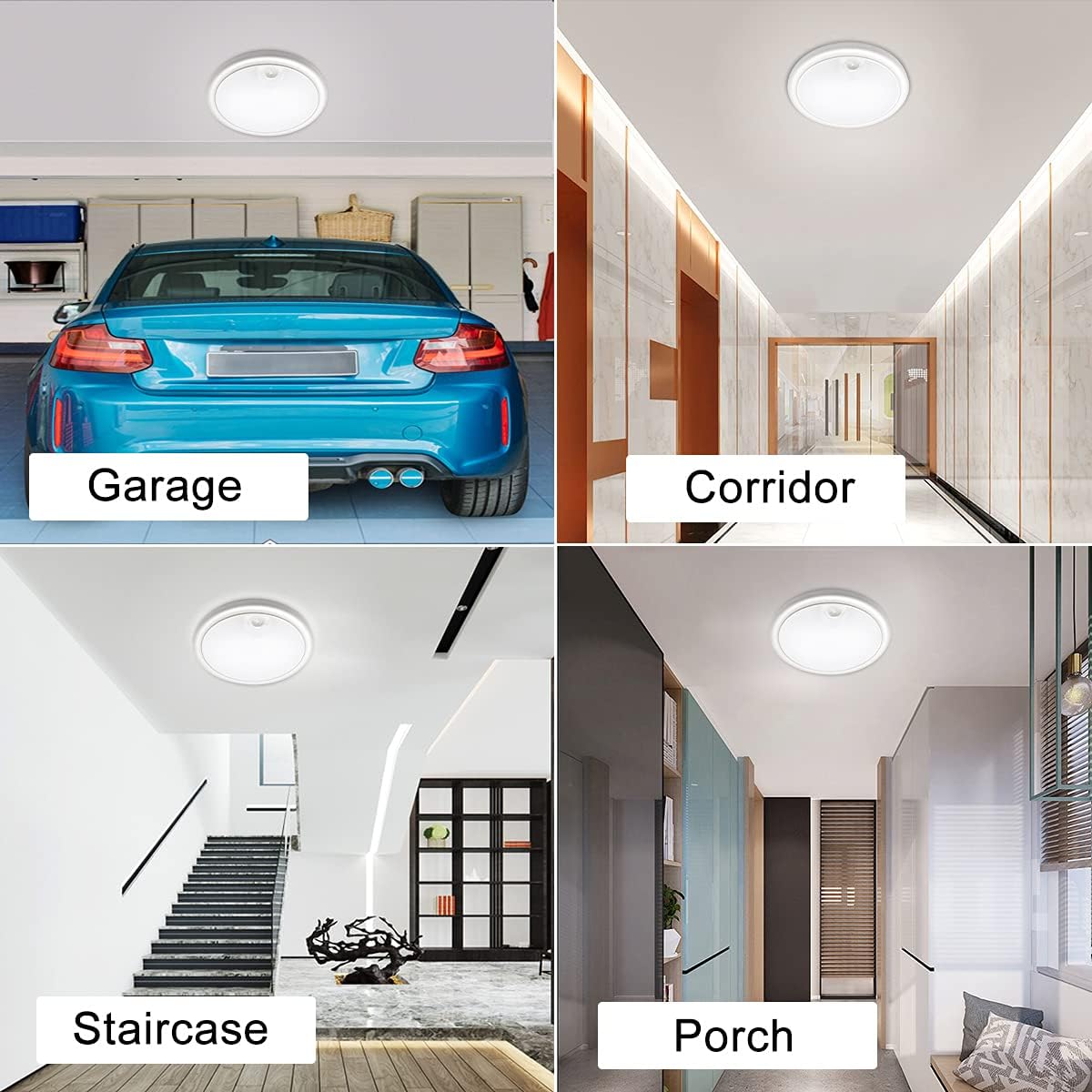 12W LED Ceiling Light with Infrared Motion Sensor. 960LM. IP65 Waterproof. Round Surface Mount. 6500K Daylight