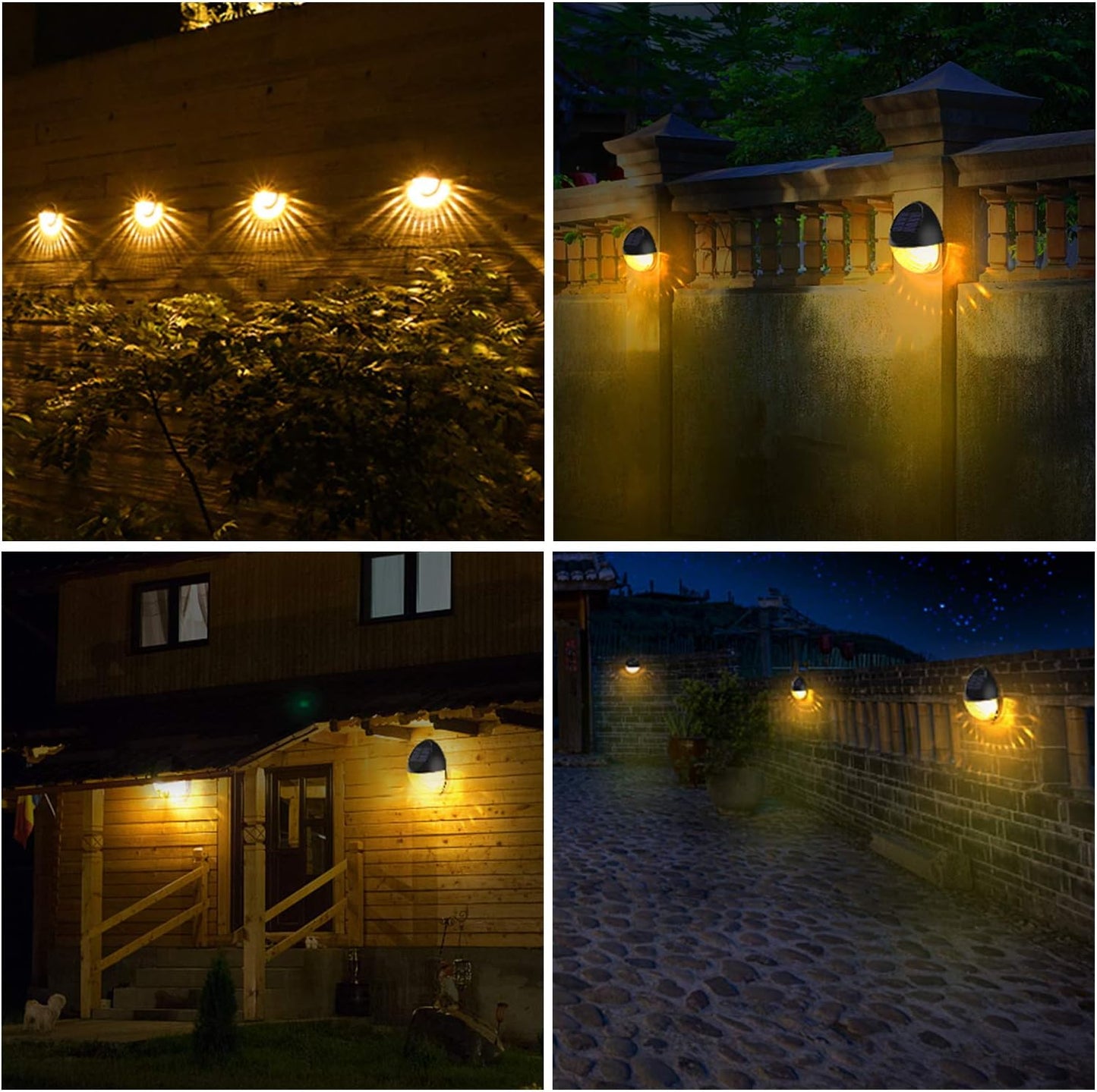Solar Fence Lights - Warm White (8 Pack) for Garden. Fence. Patio Use