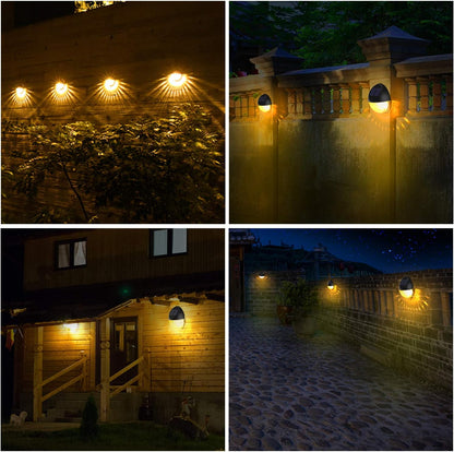 Solar Fence Lights - Warm White (8 Pack) for Garden. Fence. Patio Use