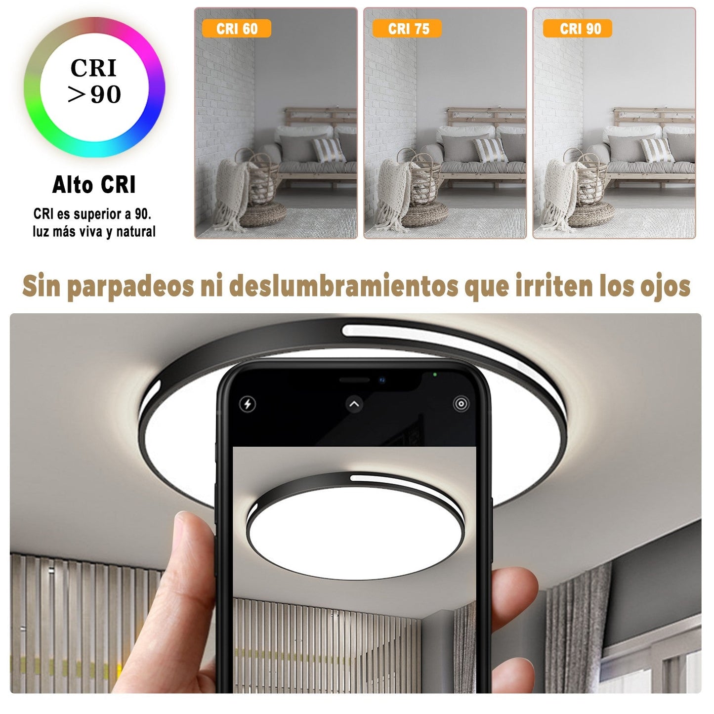27W Modern Ceiling Light LED. 40cm Black LED Dimmable Ceiling Lights Fixtures with Switch Control. Square Flush Mount Ceiling Lamp for Living Room