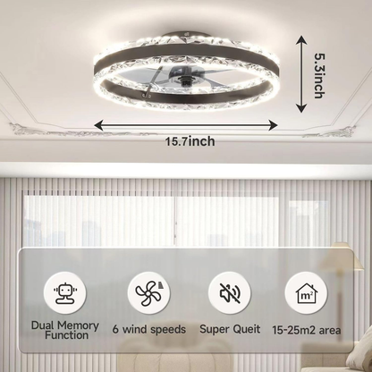 Modern Smart Ceiling Fan with LED Light – 6 Speeds. Dimmable Warm-to-Cool Lighting. and Remote Control for Bedrooms. Living Rooms