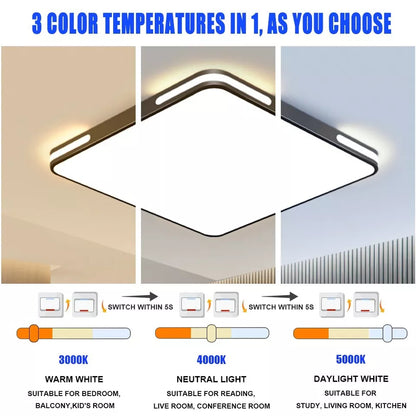 36W Dimmable LED Ceiling Light. 50CM Modern Square LED Ceiling Lamp with Switch Control. 3 Color Temperature Adjustments. Ceiling Lighting Fixture for Bedrooms