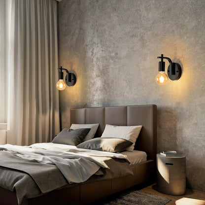 Black Industrial Wall Lights. Vintage E27 Sconce Set