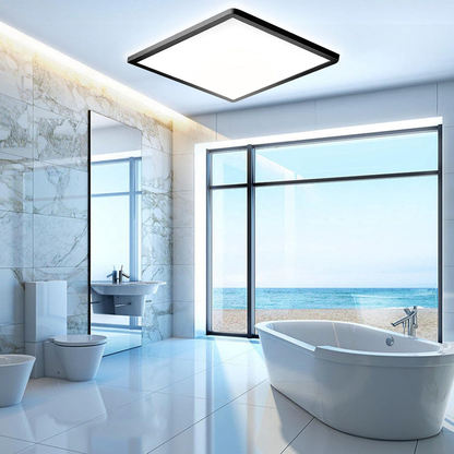 36W Square LED Ceiling Light. 3300LM. 5000K Daylight. IP44 Waterproof. Slim Black Design