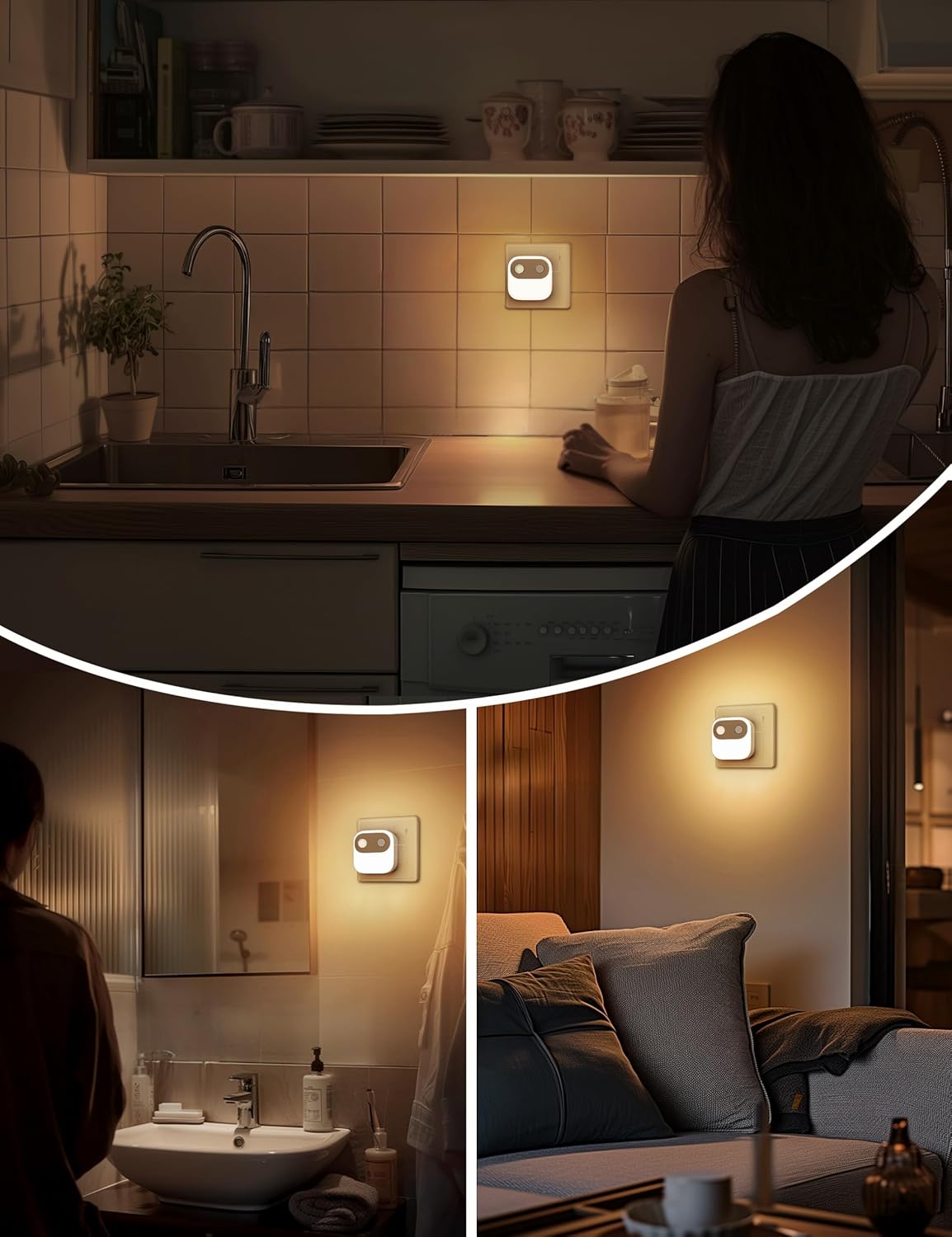 Plug-in Motion Sensor Night Light. 3000K Warm White