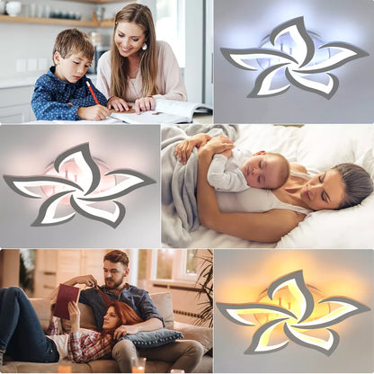 55W LED Ceiling Chandelier with RGB Backlight – Stylish Star Design. Dimmable Remote Control Lighting