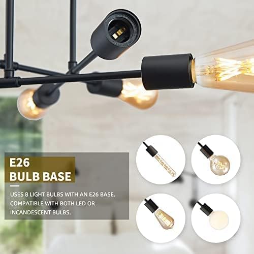 Modern 6/8-Light Black Sputnik Chandelier – Adjustable E27 Ceiling Fixture