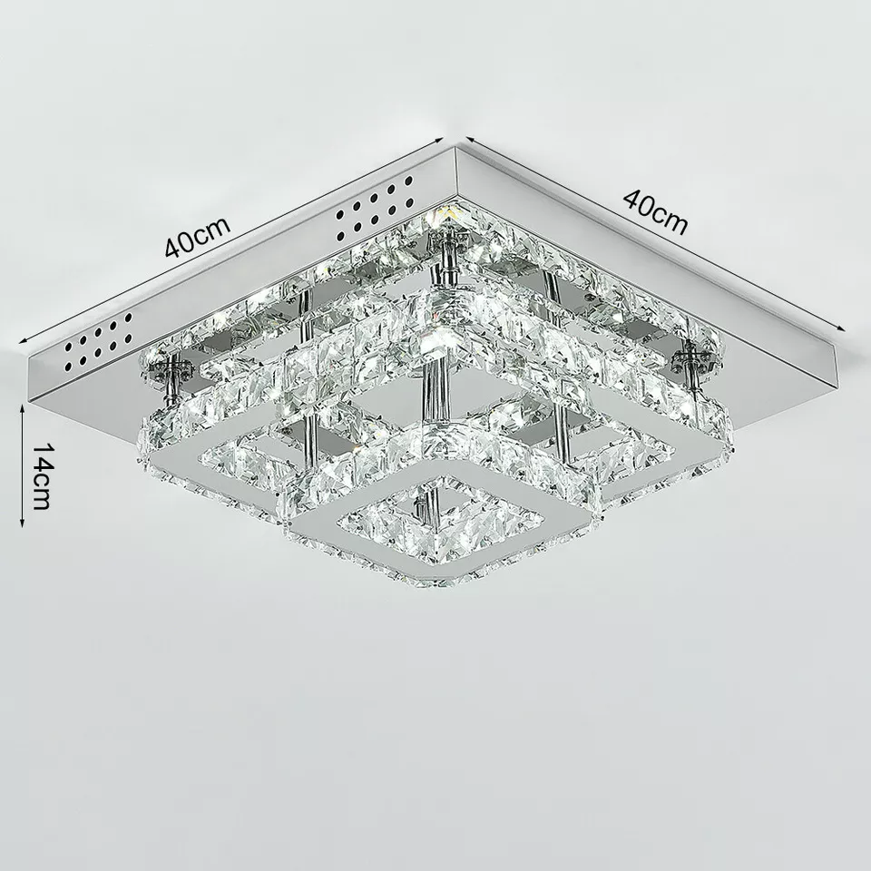 Modern Square Crystal LED Ceiling Light – Elegant Chrome Chandelier for Living Room. Bedroom & More