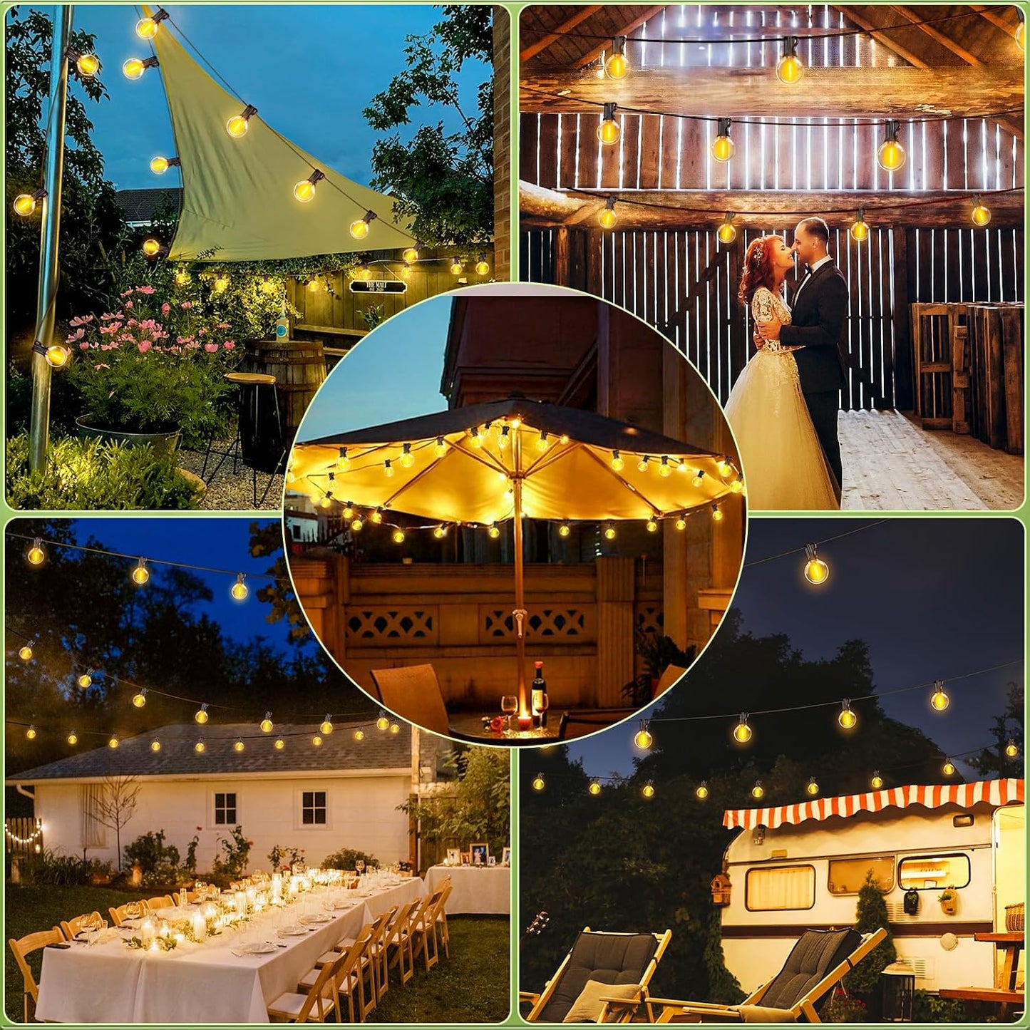 10M Outdoor Festoon Lights – G40 Bulbs. Waterproof & Connectable