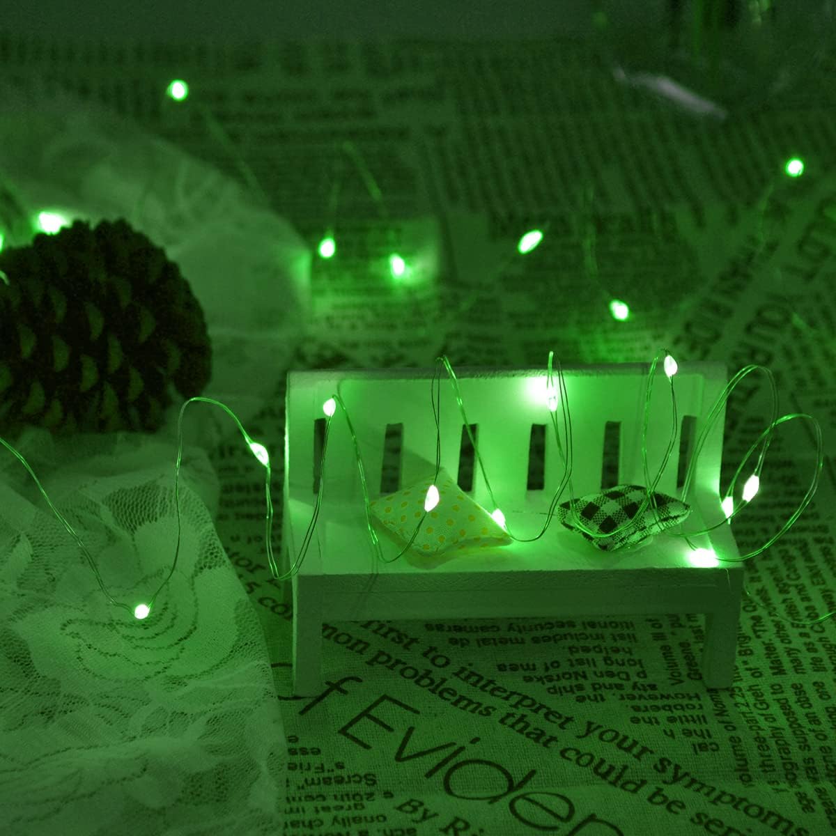 Green Fairy Lights. 5M 50 LEDs Battery Powered String Lights