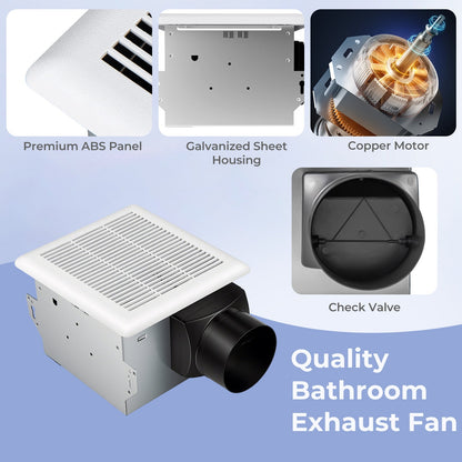 80 CFM Ceiling Mount Bathroom Exhaust Fan with Metal Housing and 4 Inches Duct