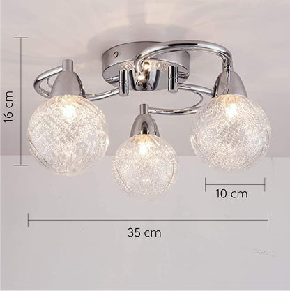 3xG9 LED Semi-Flush Ceiling Light – Polished Chrome Finish. 12W Natural White Lighting for Living Rooms. Bedrooms. Kitchens. and Hallways
