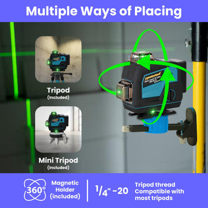 Laser Level - 16 Lines. 4x360° 4D Green Cross. Self-Levelling - SPZ-8116-16
