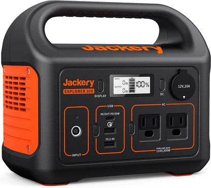 Jackery Portable Power Station Explorer 300 - 293Wh Backup Lithium Battery. 110V/300W Pure Sine Wave AC Outlet. Solar Generator (Solar Panel Not Included) for Outdoors Camping Travel Hunting Blackout | Best Solar