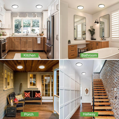15W 1800LM LED Ceiling Light. Ultra Thin 18cm Round Black Flush Mount Lamp IP44 Waterproof. 3000K/4000K/6500K for Bathroom. Bedroom. Kitchen. Living Room. Toilet. Utility Room