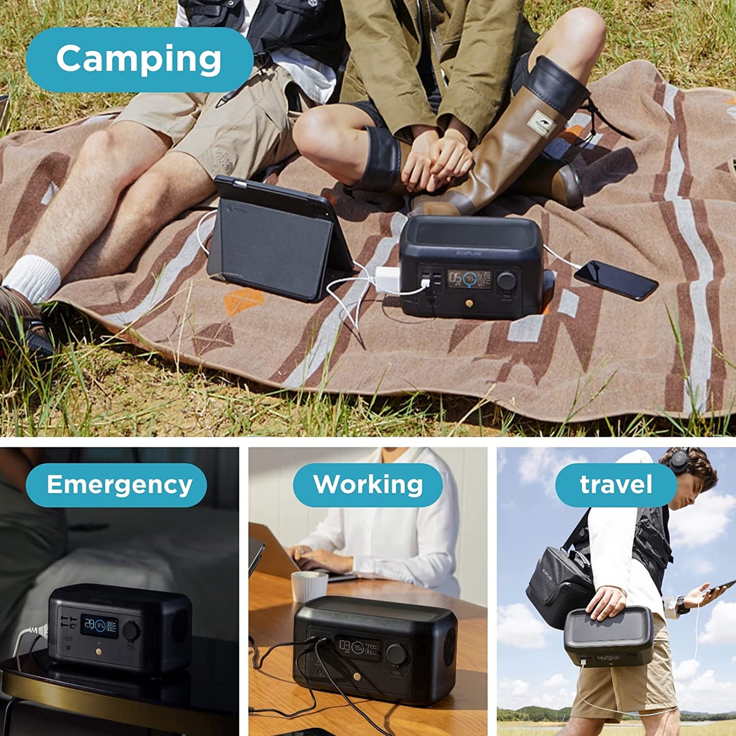 EF ECOFLOW River Mini 210Wh  Portable Power Station . Backup Lithium Battery. Fast Charging. 110V/300W AC Outlets. DC and USB Ports. Solar Generator for Outdoor Camping Travel Hunting Emergency | Best Solar
