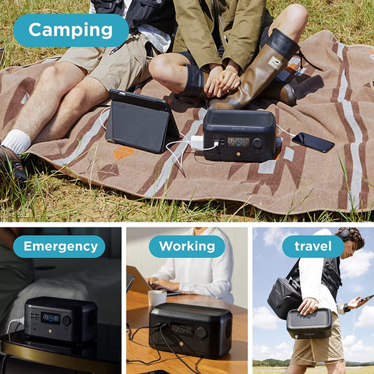 EF ECOFLOW River Mini 210Wh  Portable Power Station . Backup Lithium Battery. Fast Charging. 110V/300W AC Outlets. DC and USB Ports. Solar Generator for Outdoor Camping Travel Hunting Emergency | Best Solar