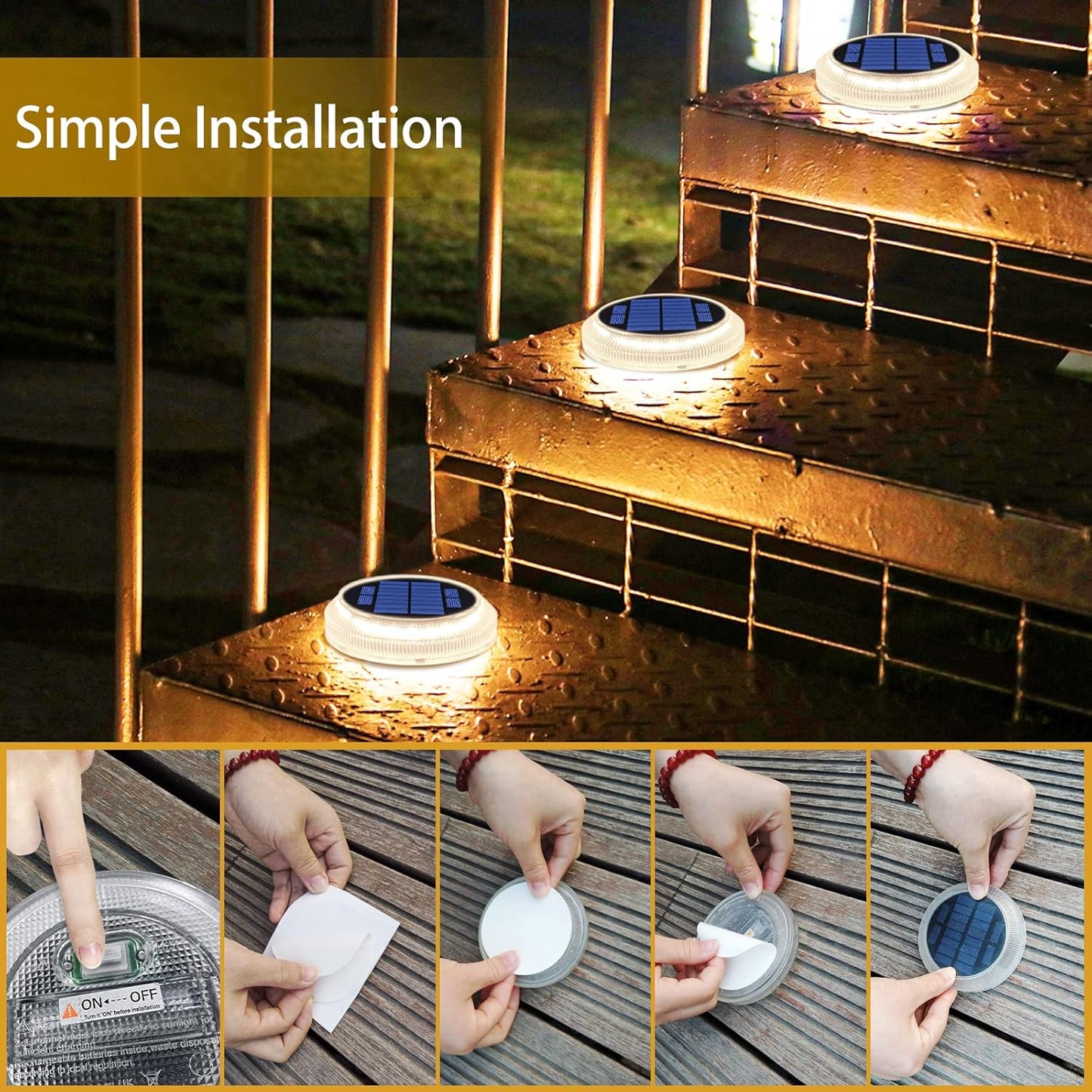 4 pack Solar Garden Lights - 2700K Warm White LED Outdoor Lighting