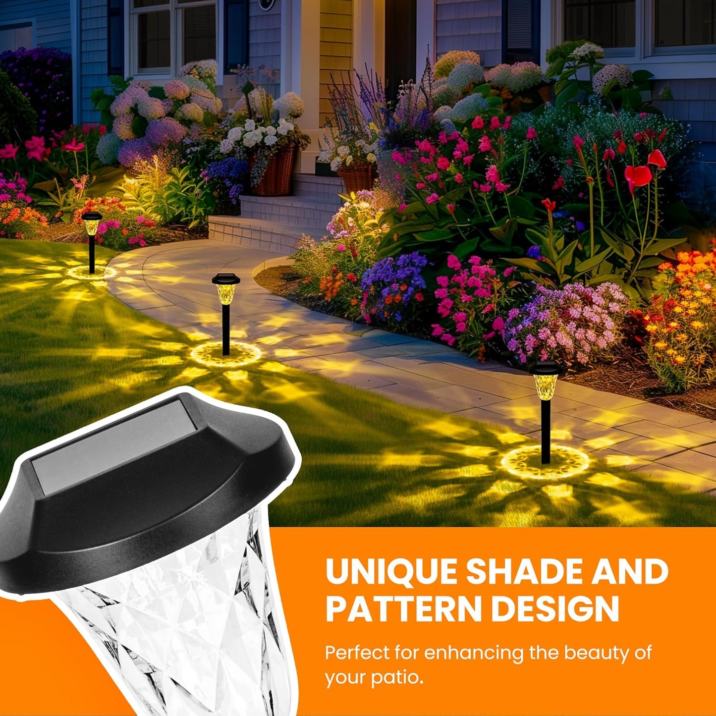 Solar Lights Outdoor Garden – 10 Pack Solar Powered Pathway Lights. Warm White Landscape Lighting for Patio. Lawn. Yard. Walkway & Driveway