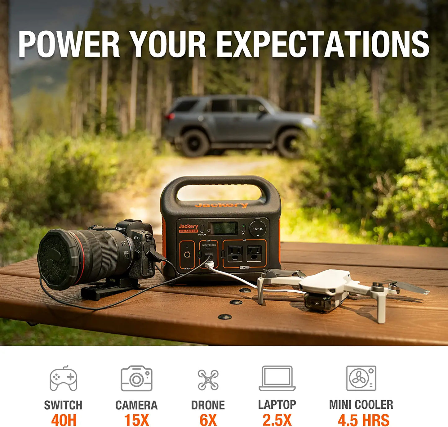 Jackery Portable Power Station Explorer 300 - 293Wh Backup Lithium Battery. 110V/300W Pure Sine Wave AC Outlet. Solar Generator (Solar Panel Not Included) for Outdoors Camping Travel Hunting Blackout | Best Solar