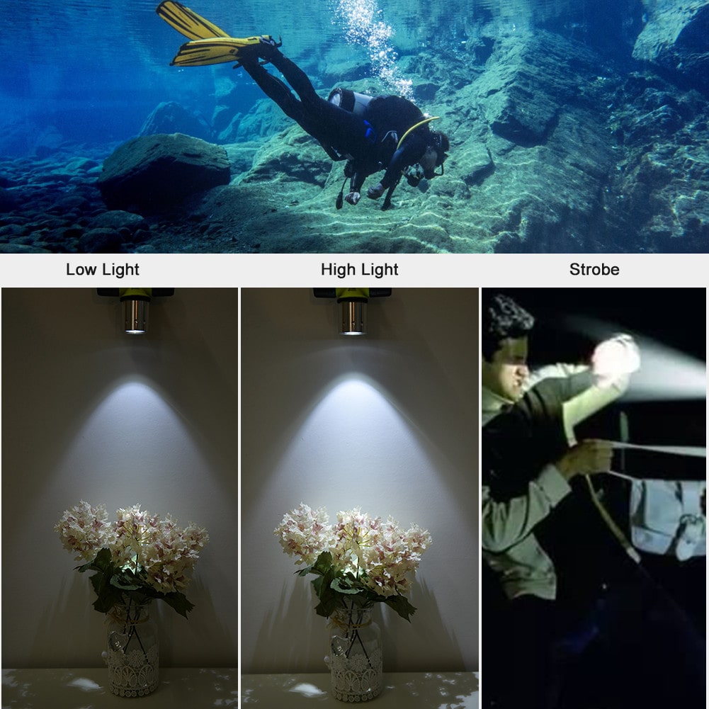 3 Modes Submarine Waterproof LED Diving Headlight