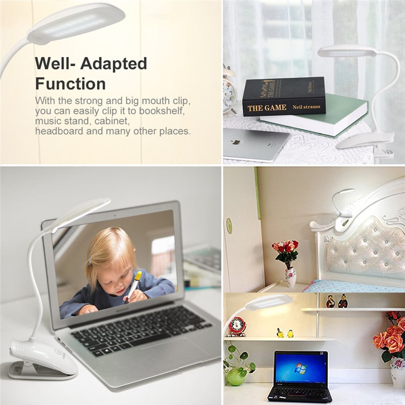 8W Clip-on 3 Brightness Rechargeable Book Lights