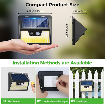 Outdoor Solar Security Lights with Motion Detection – Waterproof. 3 Adjustable Modes for Garden & Fence