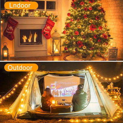 29.2M 220 LED Plug-in Fairy String Lights – Warm White. Remote. 8 Modes