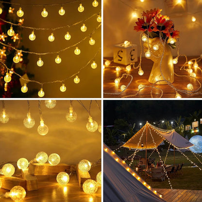 Clerance Sale - Globe Fairy Lights. 20 LED Globe String Lights - USB or Battery Powered - 8 Modes - Outdoor Indoor String Fairy Lights for Christmas. Balcony. Gazebo. Garden. Camping