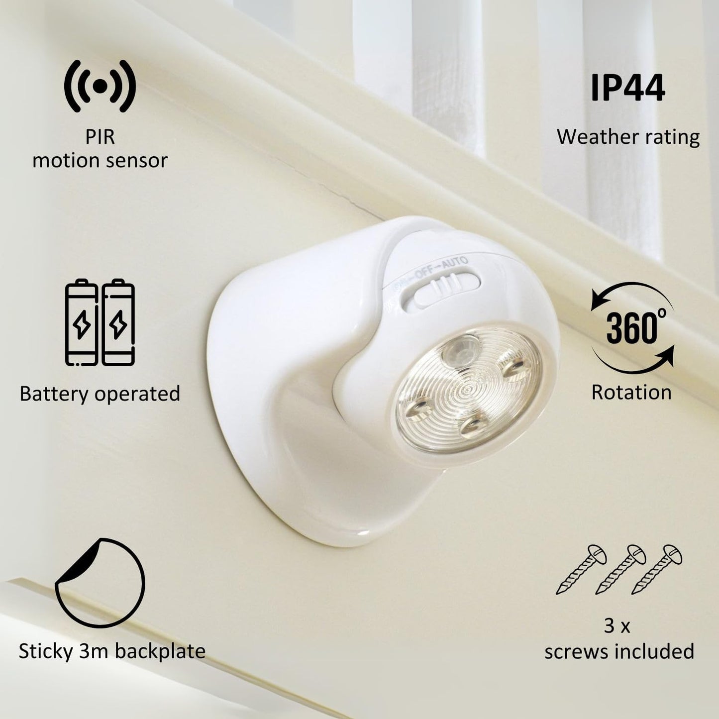 Motion Sensor Light – Battery Powered. Cordless Design