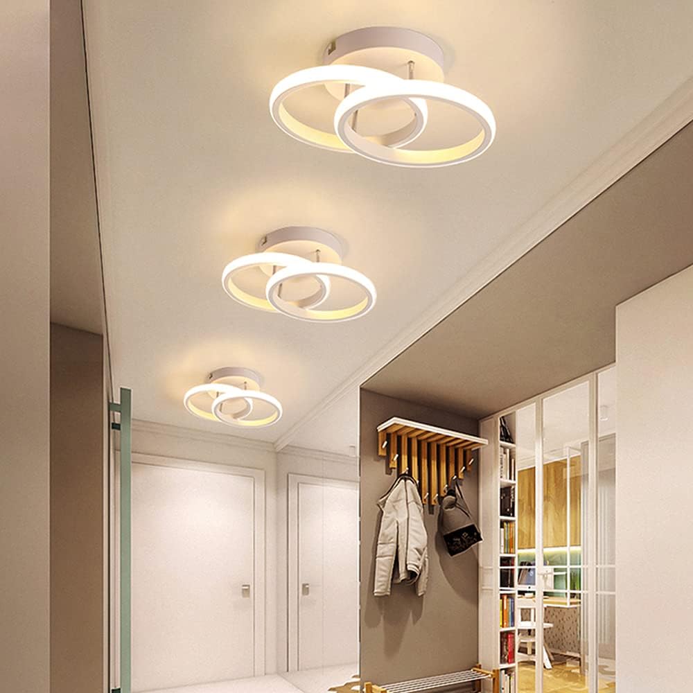 2 Circles LED Comfortable Ceiling Fixture for Corridor Living Room 22W Cool White Light
