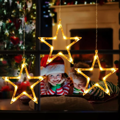 Christmas Window Star Lights. 30 LEDs Battery String Lights with Timer