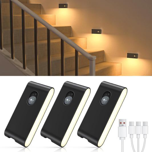 Rechargeable Motion Sensor Stair Lights. 3 Pack