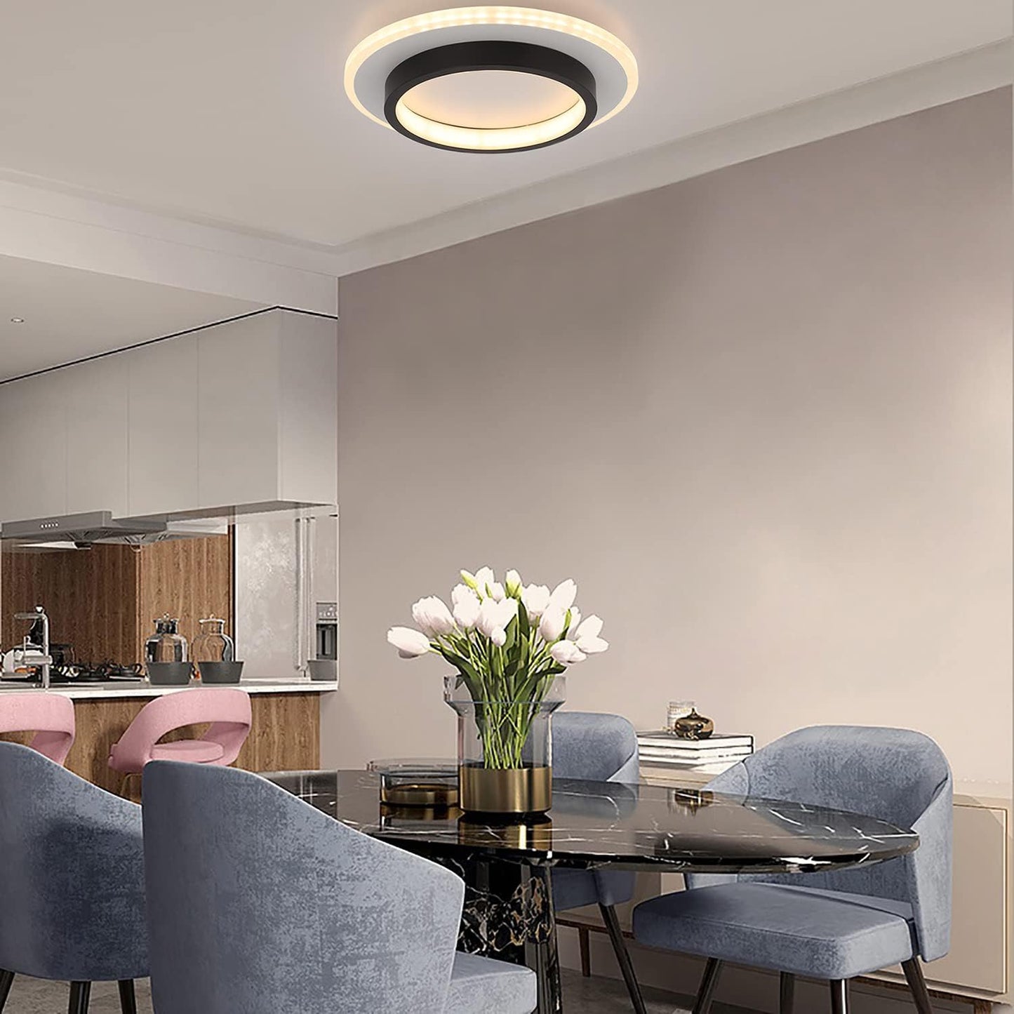 Modern Round LED Flush Mount Ceiling Light – Circle Flat Lamp for Hallway