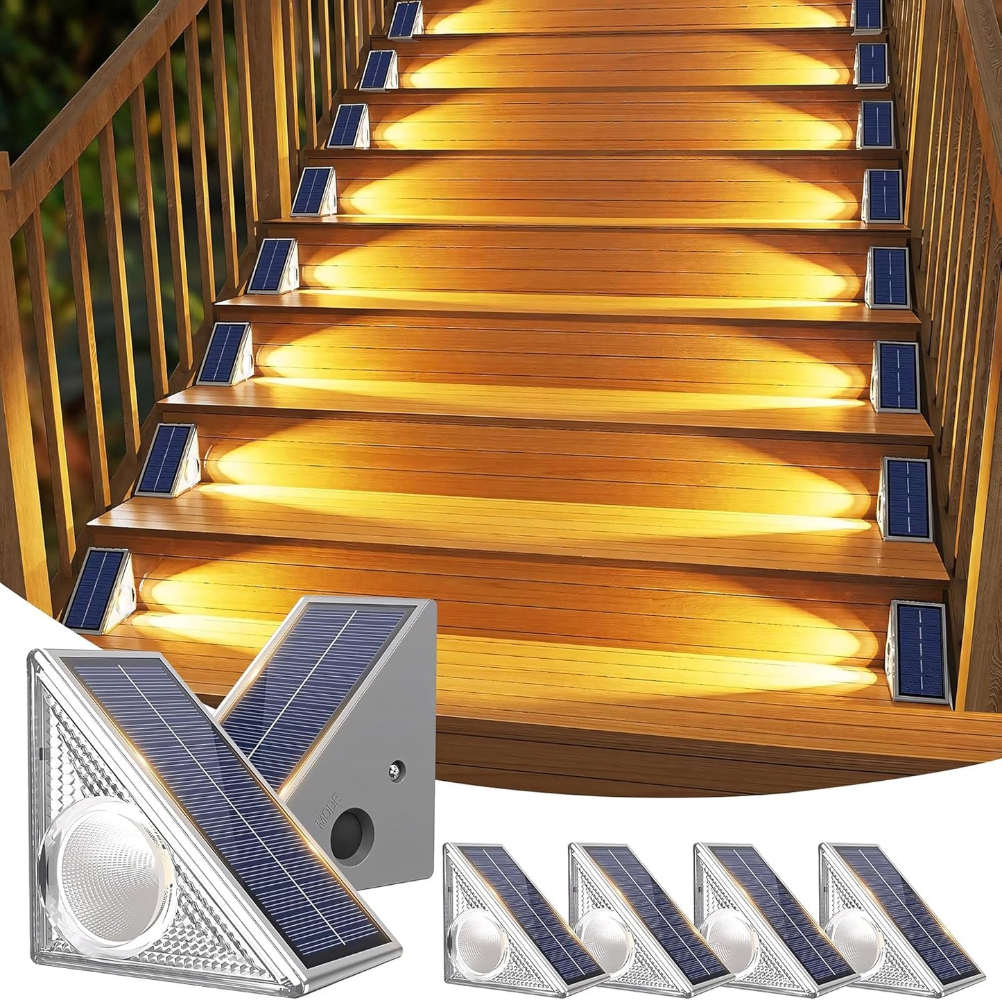 Lakey Sound Solar Step Lights 6 Pack – 10 Color Modes