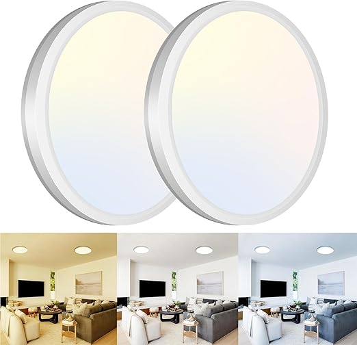 15W Flush Mount LED Ceiling Light – Brushed Nickel. 3 CCT