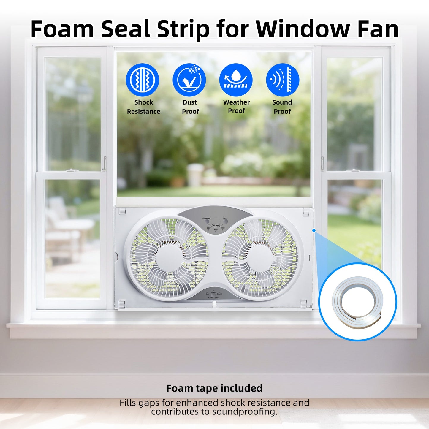 9 Inch Dual Window Fan with 3-Speed Reversible Airflow Blades