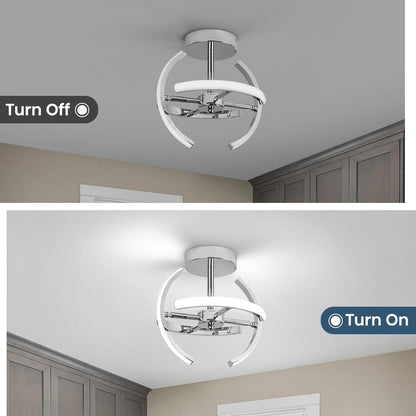 Curved LED Ceiling Light – 22W Cool White. Silver