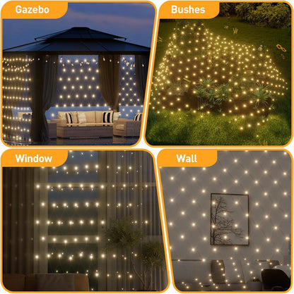 LED Net Fairy Lights – 270 Warm White. 8 Modes