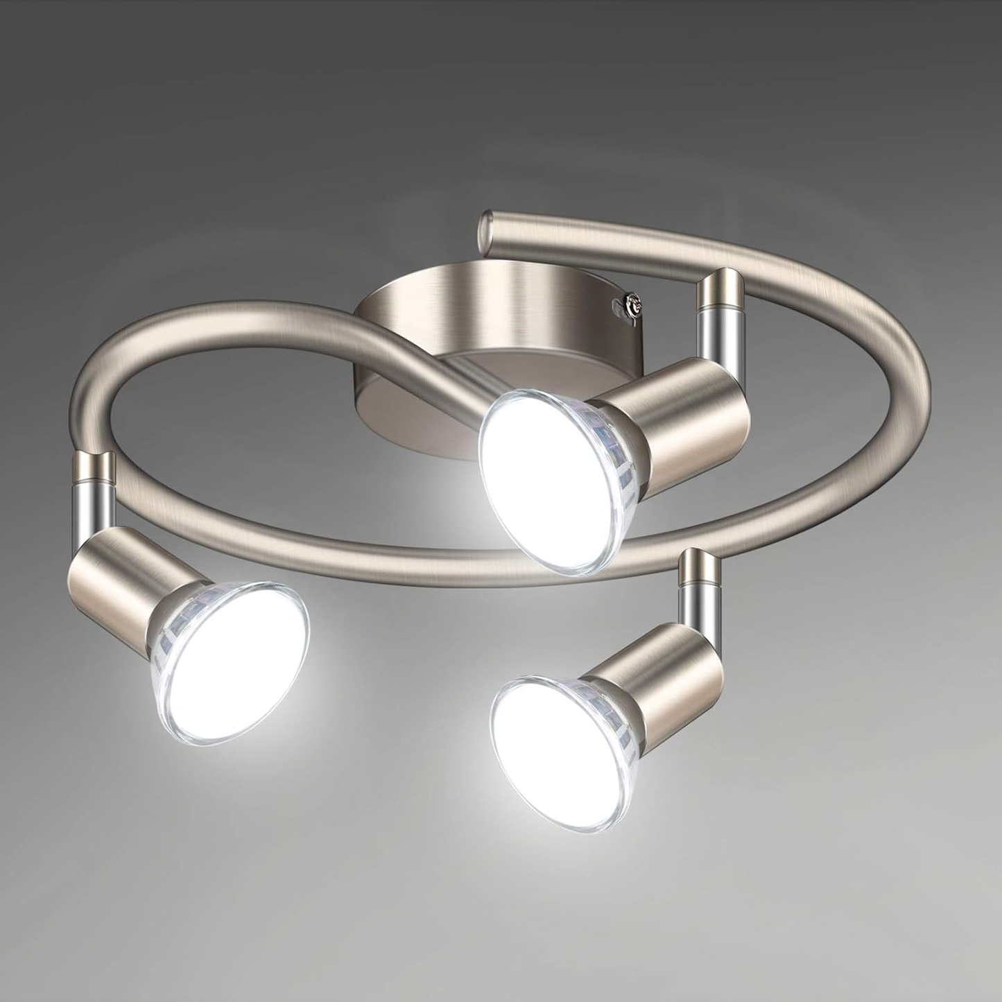 3-Way Rotatable LED Ceiling Spotlight – Matt Nickel with GU10 Bulbs