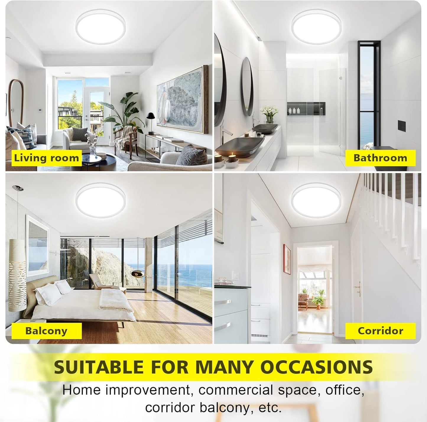24W LED Ceiling Light – 5000K Daylight. IP44 Waterproof. 2200LM. Ø28.5cm