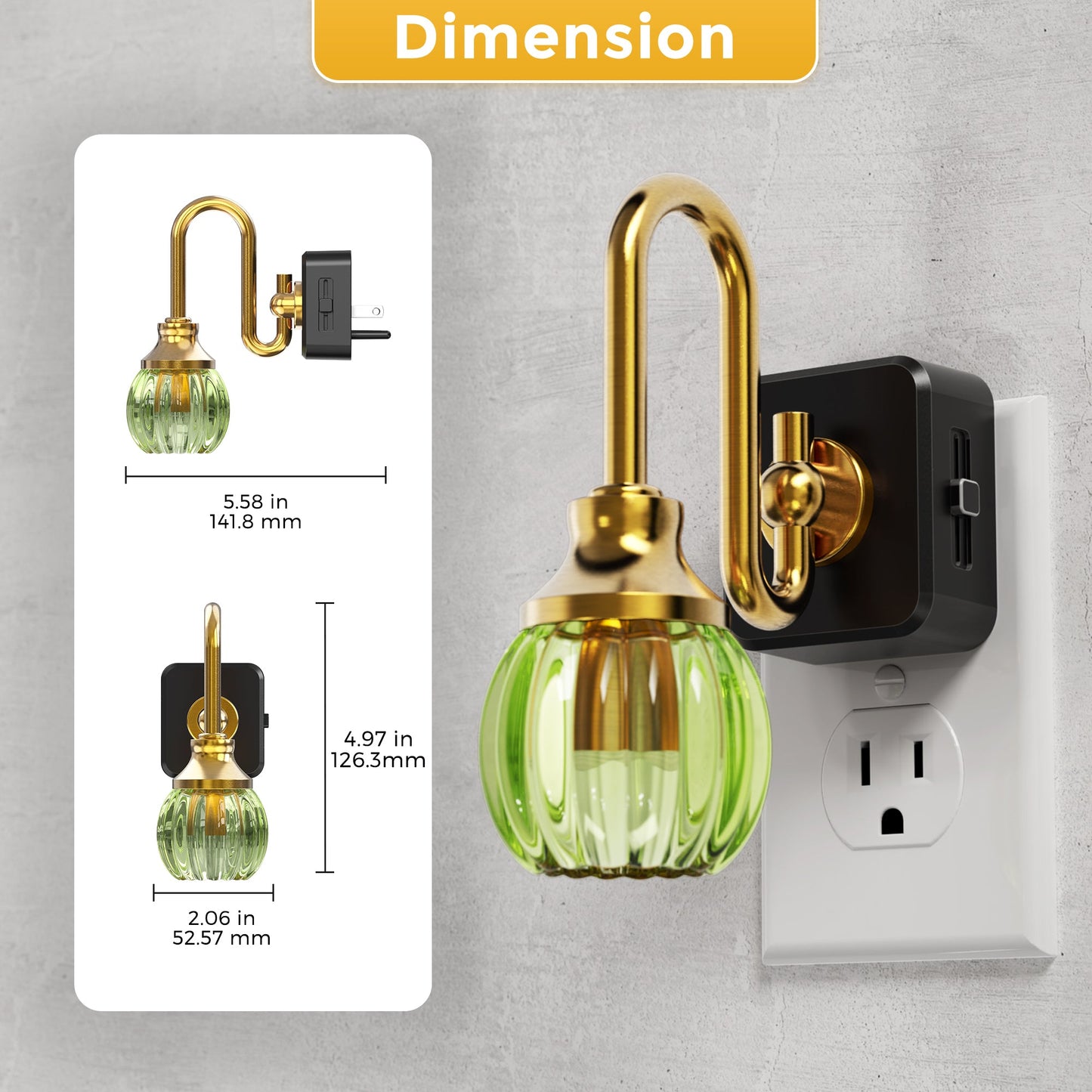 Plug-in Night Light Green Tulip Glass