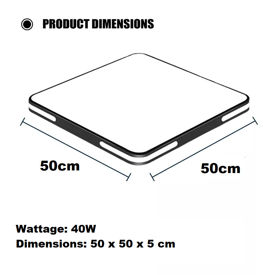 36W Dimmable LED Ceiling Light. 50CM Modern Square LED Ceiling Lamp with Switch Control. 3 Color Temperature Adjustments. Ceiling Lighting Fixture for Bedrooms