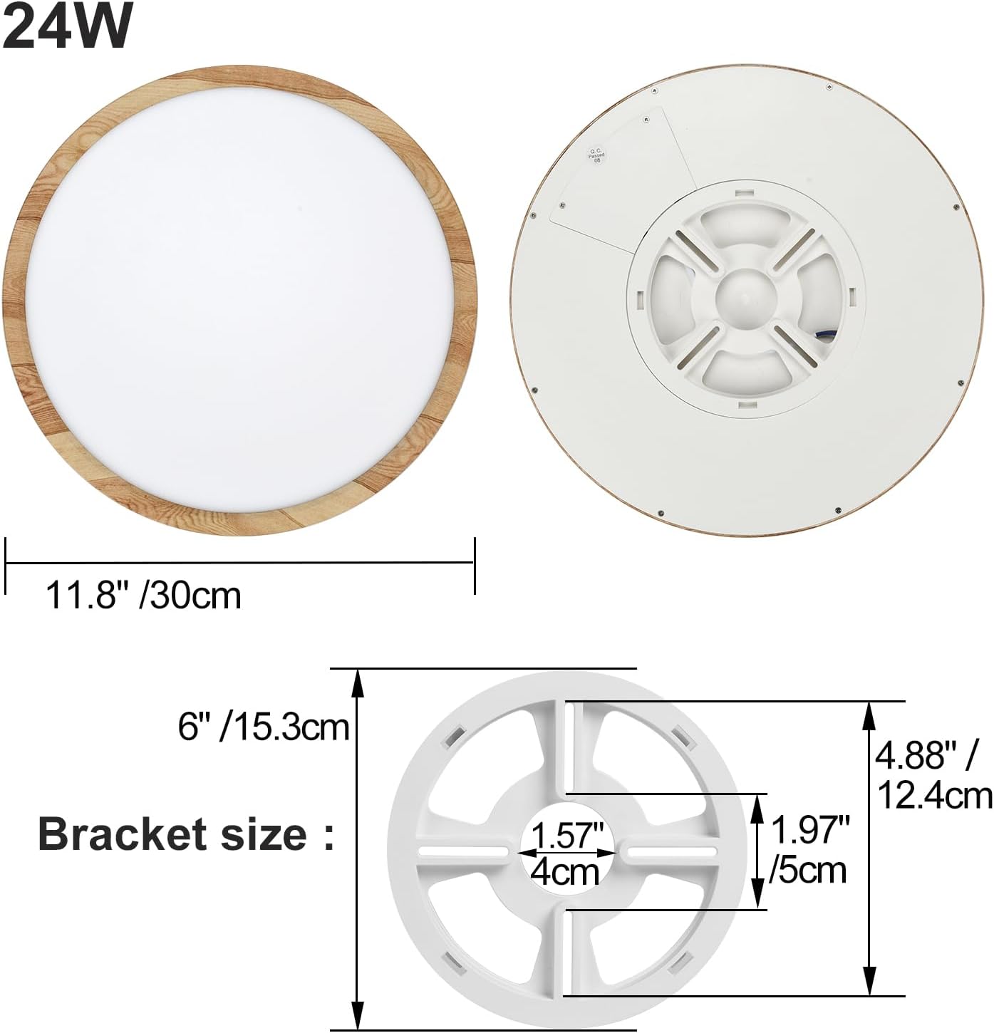 LED Ceiling Light. 12W Wood Grain Flat Small Round Nordic Flush Ceiling Light for Bedroom Living Room Kitchen Bathroom Lights