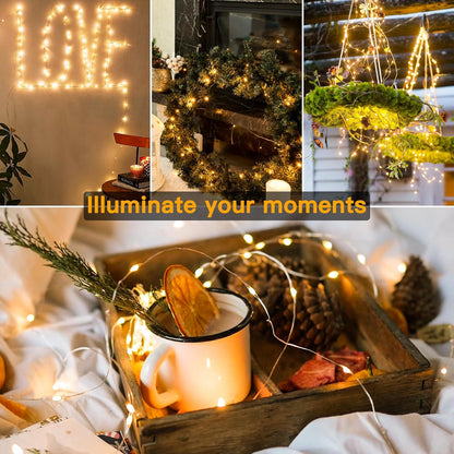 10m 100 LED Copper Fairy Lights – Warm White Battery String Lights