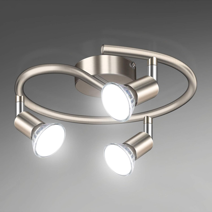 3-Way Rotatable LED Ceiling Spotlight – Matt Nickel with GU10 Bulbs