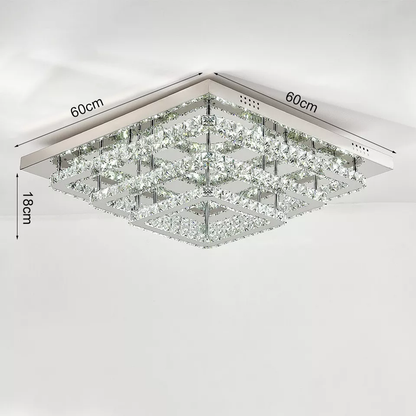 Modern Square Crystal LED Ceiling Light – Elegant Chrome Chandelier for Living Room. Bedroom & More