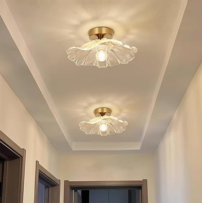 Flush Mount Ceiling Light with Clear Glass Shade. E27